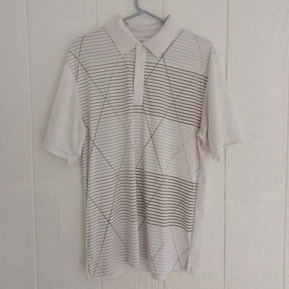 Large, White with stripes Ben Hogan Performance Polo Golf Shirt